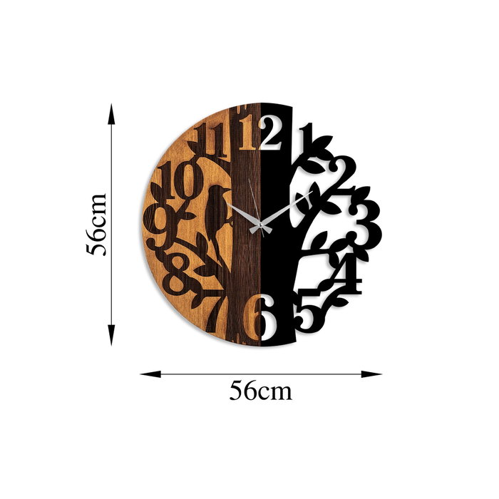 Wallity Reloj de Pared Decorativo de Madera 71 56 cm Madera y Metal Nogal y Negro
